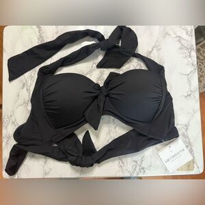 Liz Claiborne Black Swimsuit Tie Bra Top Size S Msrp $49 New